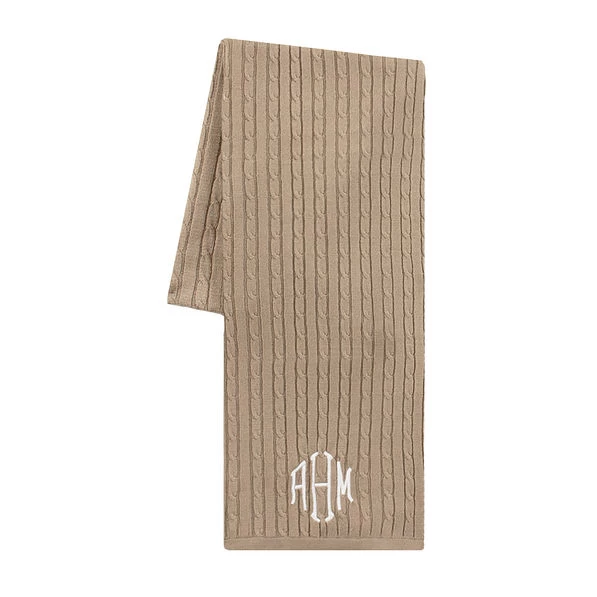 Monogrammed Cable Knit Scarf 1 Monogrammed Cable Knit Scarf