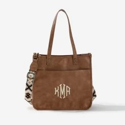 Monogrammed Crossbody Tote Bag