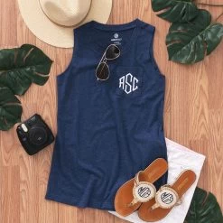 Monogrammed Tank Top -Fashion Clothing Store 85B navy tank top ootd