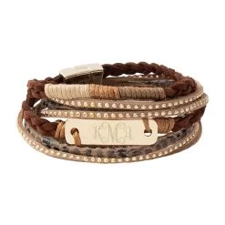 Monogrammed Wrap Bracelet Stack