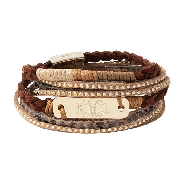 Monogrammed Wrap Bracelet Stack 1 Monogrammed Wrap Bracelet Stack