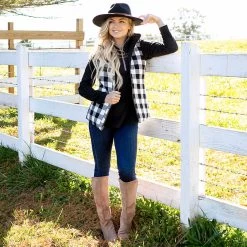 Monogrammed Reversible Vest -Fashion Clothing Store 88Q buffalo plaid reversible vest with boots