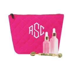 Monogrammed Diamond Quilted Cosmetic Case