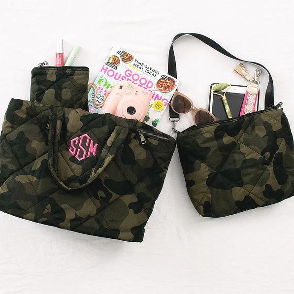 Monogrammed Quilted Camo Tote Bag Set 2 Monogrammed Quilted Camo Tote Bag Set - Image 2