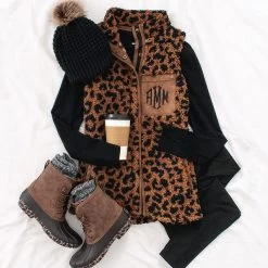 Monogrammed Leopard Sherpa Vest 8 Monogrammed Leopard Sherpa Vest -Fashion Clothing Store 8VS leopard sherpa vest ootd