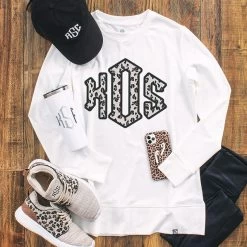 Personalized Crewneck Sweatshirt -Fashion Clothing Store 8pS leopard ootd with personalized crewneck