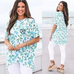 Monogrammed Jersey T-Shirt -Fashion Clothing Store 94Y jersey tee in flower blue bells front and back