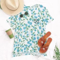 Monogrammed Jersey T-Shirt -Fashion Clothing Store 94Y monogrammed jersey t shirt in blue bells beach outfit