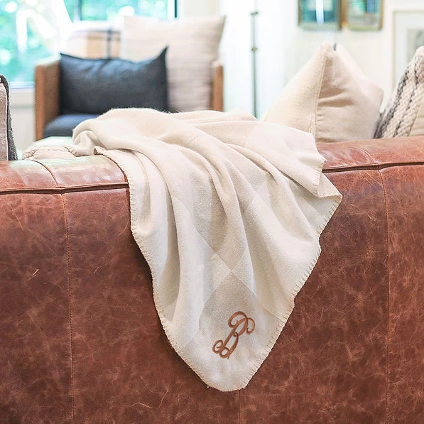 Monogrammed Checkered Blanket 3 Monogrammed Checkered Blanket - Image 3