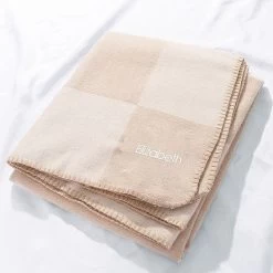 Monogrammed Checkered Blanket 11 Monogrammed Checkered Blanket -Fashion Clothing Store 9U1 checkered blanket on white sheet name