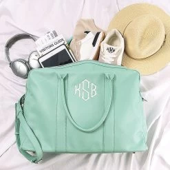 Monogrammed Duffel Weekender 15 Monogrammed Duffel Weekender -Fashion Clothing Store 9Vo spill shot of mint duffel weekend bag