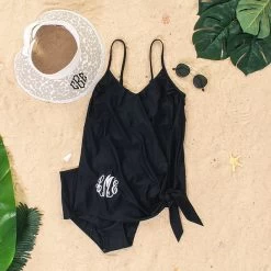 Monogrammed Ruched Tankini 7 Monogrammed Ruched Tankini -Fashion Clothing Store 9s7 black side tie monogrammed tankini