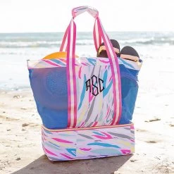 Monogrammed Beach Cooler Tote -Fashion Clothing Store A0v pink safari beach cooler tote at the beach