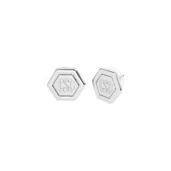 Monogrammed Hexagon Stud Earrings