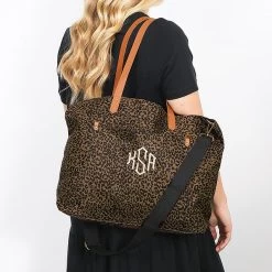 Monogrammed Carry All Tote 10 Monogrammed Carry All Tote -Fashion Clothing Store B8F girl wearing leopard carry all tote on shoulder
