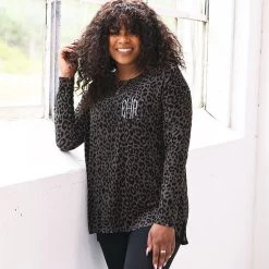 Monogrammed Tunic Shirt -Fashion Clothing Store B97 onyx leopard black tunic t shirt
