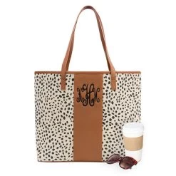 Monogrammed Leopard Tote Bag