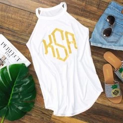 Monogrammed High Neck Tank Top