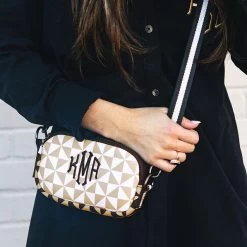 Monogrammed Neoprene Phone Crossbody -Fashion Clothing Store BOg multi checkers neoprene phone crossbody close up