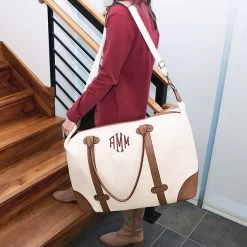 Monogrammed Vintage Weekender -Fashion Clothing Store BS3 vintage weekender with shoulder strap