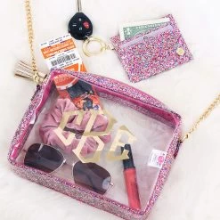 Confetti Card Case -Fashion Clothing Store BaC monogrammed clear glitter crossbody with confetti card case