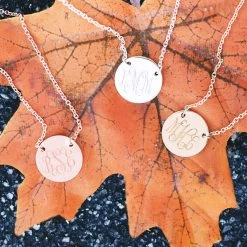 Monogrammed Delicate Disc Necklace -Fashion Clothing Store BkS 4 delicate disc necklaces