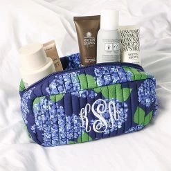 Monogrammed Quilted Cosmetic Case -Fashion Clothing Store Bxw blue hydrangea quilted cosmetic case filled with toiletries