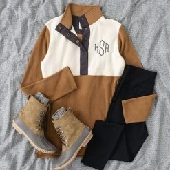 Monogrammed Colorblock Fleece Pullover -Fashion Clothing Store C4x hickory monogrammed colorblock fleece pullover ootd