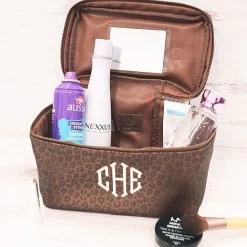 Monogrammed Metallic Leopard Train Case -Fashion Clothing Store C5Z Metallic Leopard train case bathroom open vanity