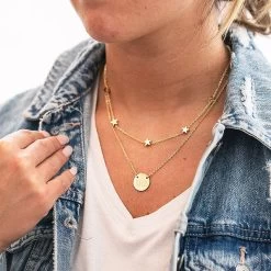 Monogrammed Star Necklace -Fashion Clothing Store CA4 gold star necklace with jacket