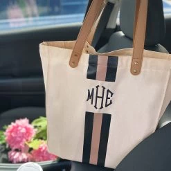 Monogrammed Canvas Bag -Fashion Clothing Store CAy Monogrammed Canvas Bag Tan Black