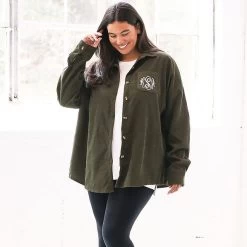 Monogrammed Oversized Button Down Tunic 15 Monogrammed Oversized Button Down Tunic -Fashion Clothing Store CCF olived oversized monogrammed tunic with leggings