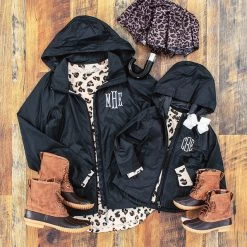 Monogrammed Kids Lightweight Rain Jacket -Fashion Clothing Store CTT black mom and me rain jackets