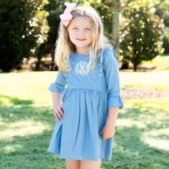 Monogrammed Kids Ruffle Denim Dress -Fashion Clothing Store Cd4 girls denim ruffle dress