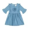 Monogrammed Kids Ruffle Denim Dress