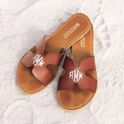 Monogrammed Cut Out Sandals 9 Monogrammed Cut Out Sandals -Fashion Clothing Store Cqh Monogrammed Cut Out Sandals in Sand