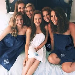 Monogrammed Towel Wrap 13 Monogrammed Towel Wrap -Fashion Clothing Store D4f bridal party in monogrammed towel wraps white and navy