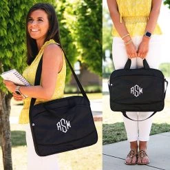 Monogrammed Laptop Bag 16 Monogrammed Laptop Bag -Fashion Clothing Store D9P split image laptop bag black