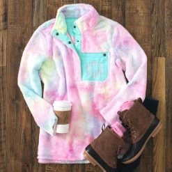 Monogrammed Tie Dye Sherpa Pullover