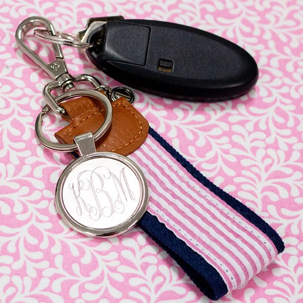 Monogrammed Seersucker Key Fob 4 Monogrammed Seersucker Key Fob - Image 4