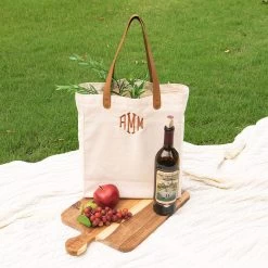 Monogrammed Canvas Bag -Fashion Clothing Store Dak ivory canvas tote picnic