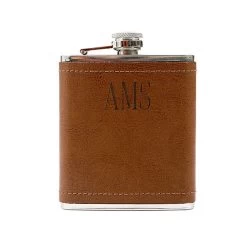 Personalized Leather Wrapped Flask -Fashion Clothing Store DqO genuine leather flask 1