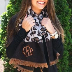 Monogrammed Leopard Scarf 10 Monogrammed Leopard Scarf -Fashion Clothing Store E3C monogrammed leopard print scarf around neck