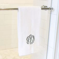 Monogrammed Hand Towel 15 Monogrammed Hand Towel -Fashion Clothing Store EFm white hand towel on towel rack 2