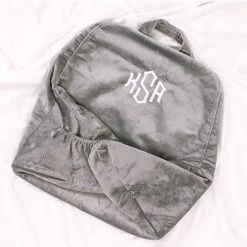 Monogrammed Lounge Pillow Cover -Fashion Clothing Store EGM grey lounge pillow cover folded