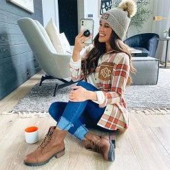 Monogrammed Fall Boots -Fashion Clothing Store EMa combat boots outfit selfie