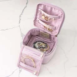 Bow Travel Jewelry Case 6 Bow Travel Jewelry Case -Fashion Clothing Store EUF mauve bow travel jewelry case open 2