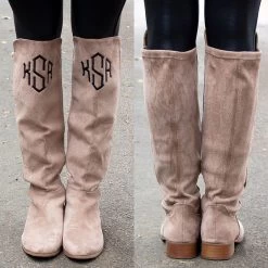 Monogrammed Riding Boot -Fashion Clothing Store EVC front and back of riding boots