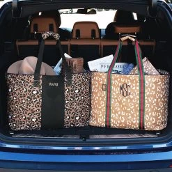 Monogrammed Extra Large Tote Bag -Fashion Clothing Store EgH caramel leopard and cheetah extra large totes in trunk name option