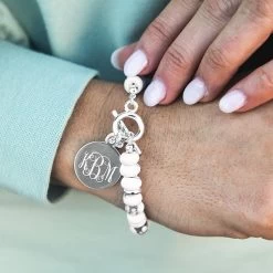 Monogrammed Ball Bracelet -Fashion Clothing Store F0j marble ball bracelet on arm